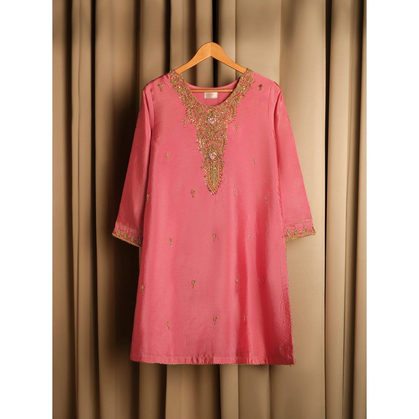 • Clothing: Embroidered/Printed suit for women - Made of best quality fabric - lawn or linen or chiffon - pure silk - Available at Najma Designs & Co. • Jewelry: Gold - plated stud earrings for