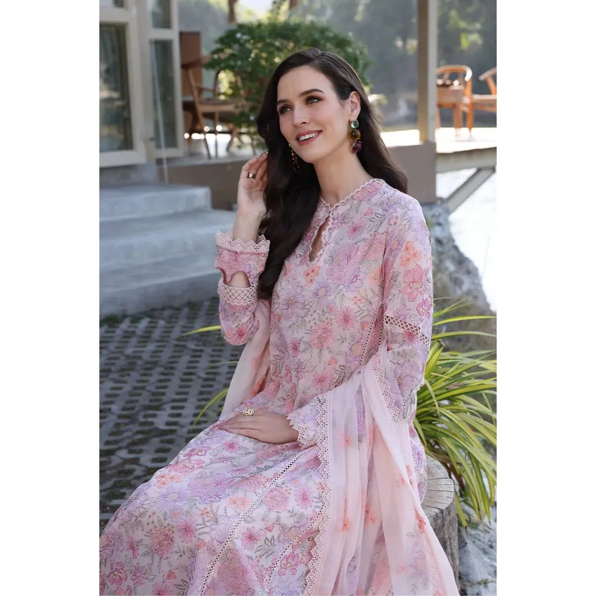 • Clothing: Embroidered/Printed suit for women - Made of best quality fabric - lawn or linen or chiffon - pure silk - Available at Najma Designs & Co. • Jewelry: Gold - plated stud earrings for