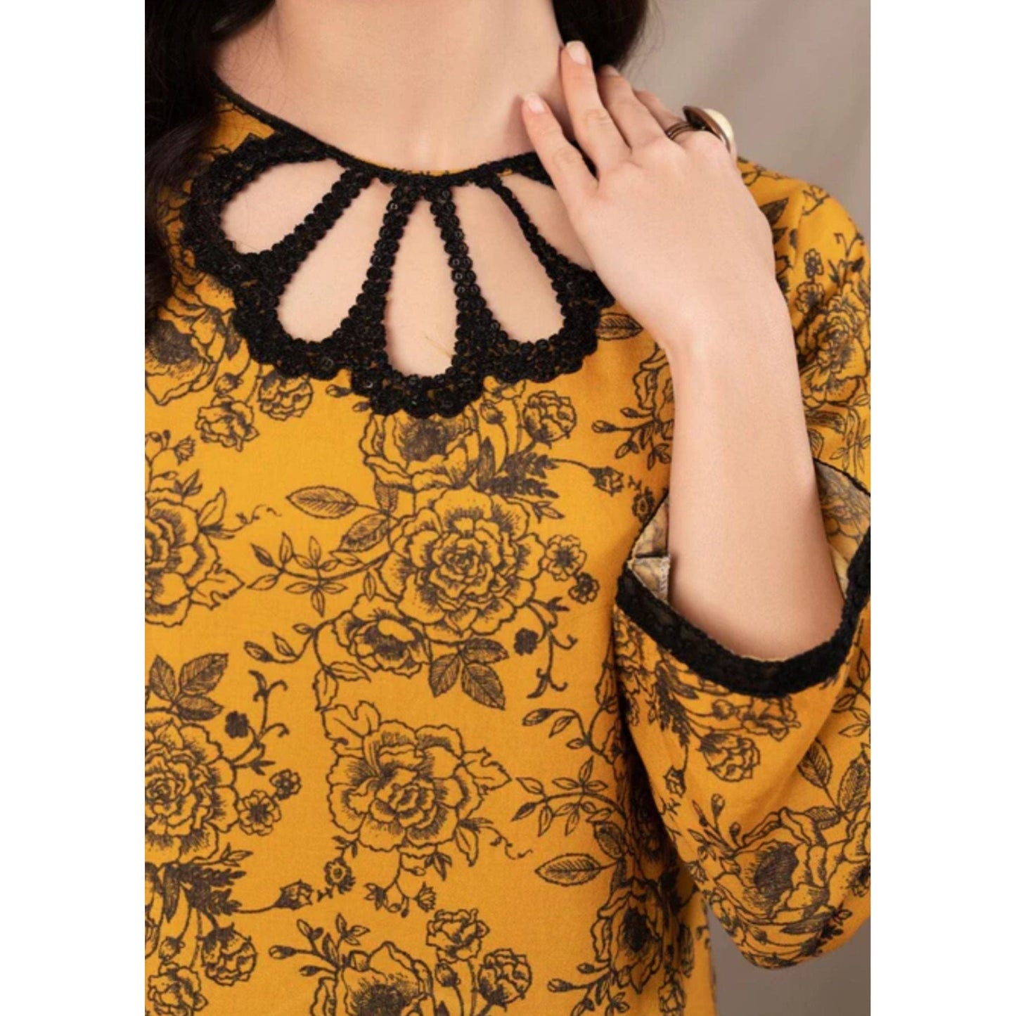 • Clothing: Embroidered/Printed suit for women - Made of best quality fabric - lawn or linen or chiffon - pure silk - Available at Najma Designs & Co. • Jewelry: Gold - plated stud earrings for