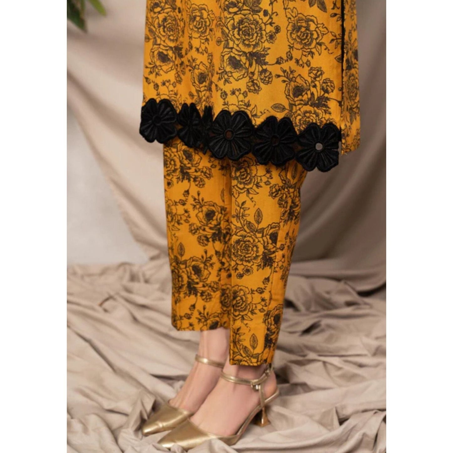 • Clothing: Embroidered/Printed suit for women - Made of best quality fabric - lawn or linen or chiffon - pure silk - Available at Najma Designs & Co. • Jewelry: Gold - plated stud earrings for