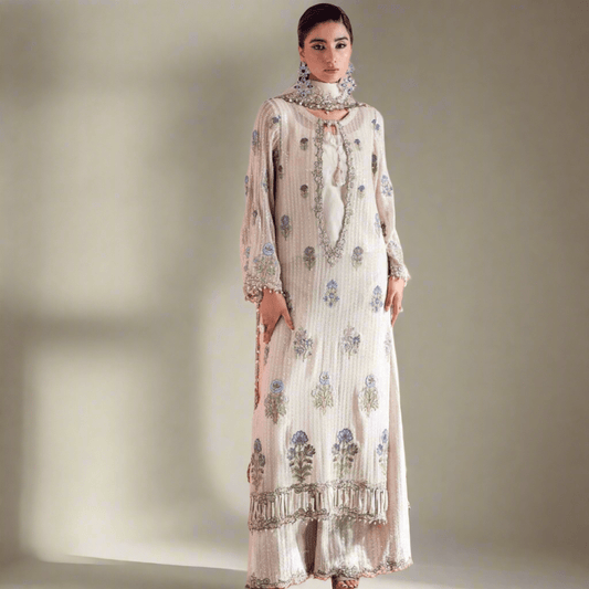 • Clothing: Embroidered/Printed suit for women - Made of best quality fabric - lawn or linen or chiffon - pure silk - Available at Najma Designs & Co. • Jewelry: Gold - plated stud earrings for