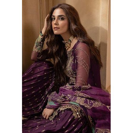 Charizma Luxury Chiffon Stitched Suit – Embroidered designer outfit with premium chiffon fabric, same as in the picture.