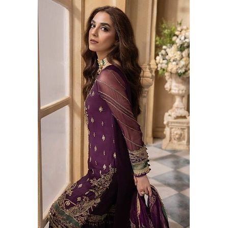 Charizma Luxury Chiffon Stitched Suit – Embroidered designer outfit with premium chiffon fabric, same as in the picture.