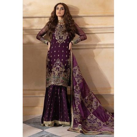 Charizma Luxury Chiffon Stitched Suit – Embroidered designer outfit with premium chiffon fabric, same as in the picture.