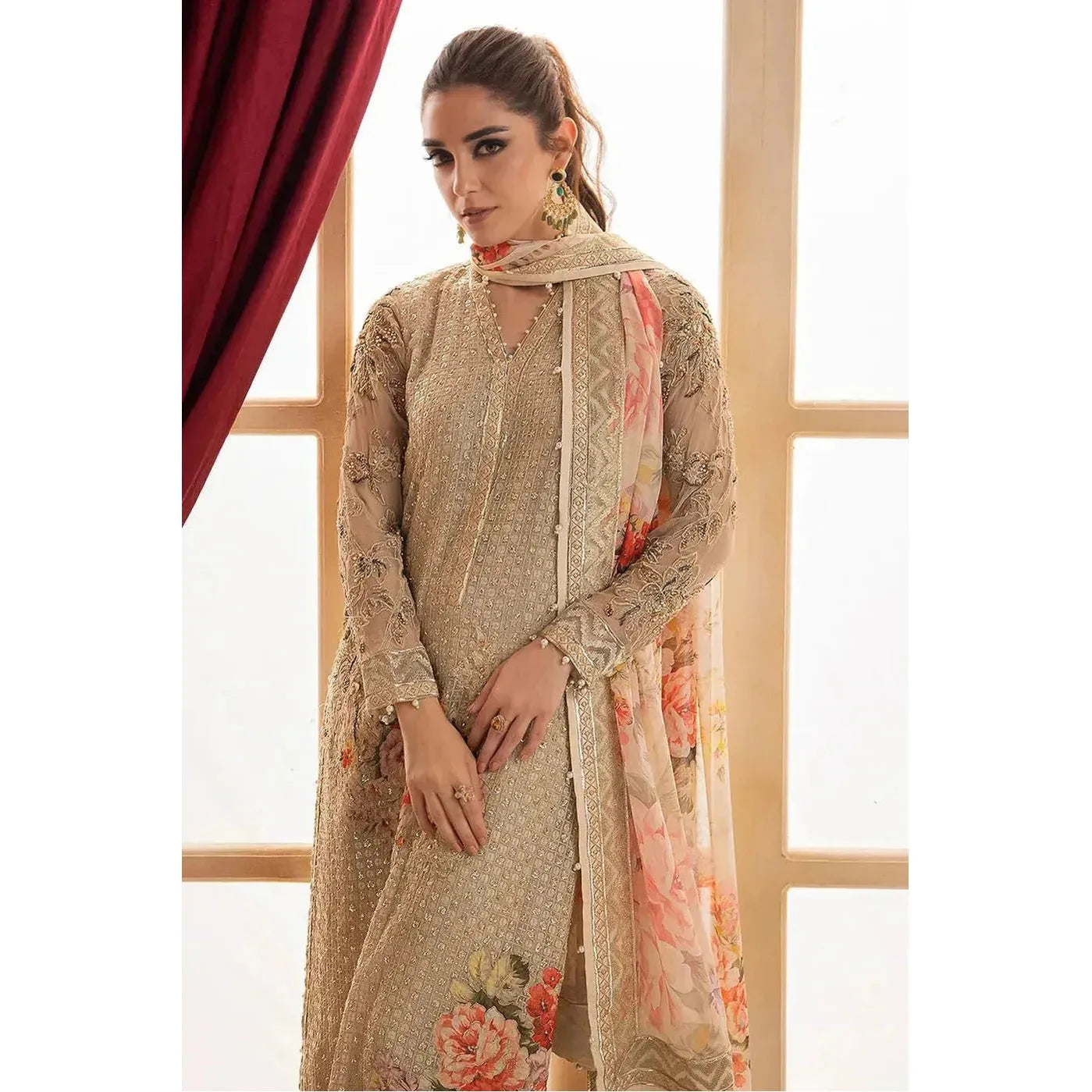 Charizma Luxury Chiffon Embroidered Suit – Perfect for weddings, bridal events, and festive occasions. Elegant Pakistani designer wear 2024.