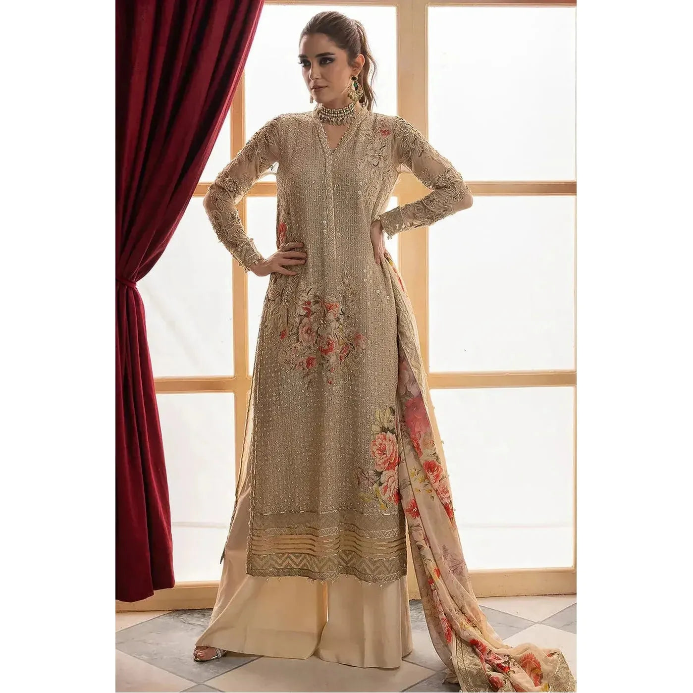 Charizma Luxury Chiffon Embroidered Suit – Perfect for weddings, bridal events, and festive occasions. Elegant Pakistani designer wear 2024.