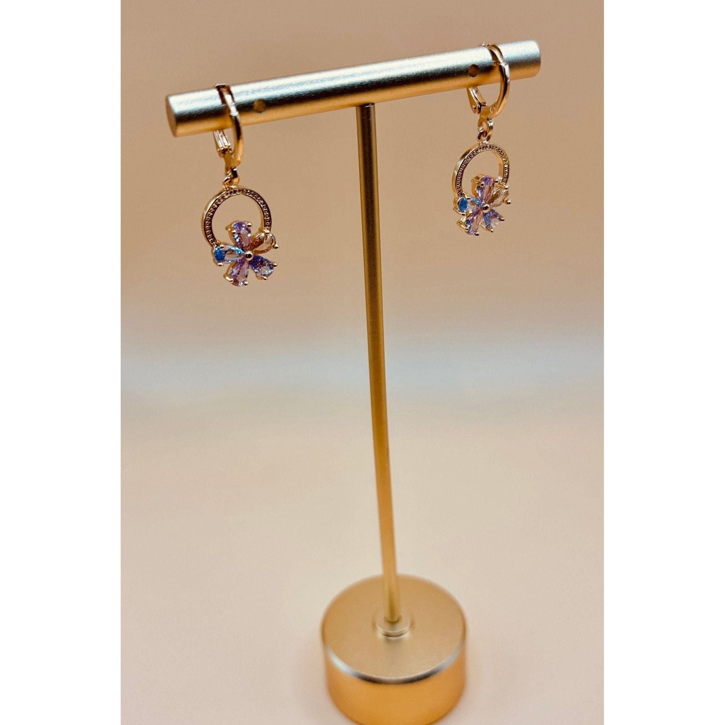 Crystal Earring Pink Flower - NajmaDesigns & Co.