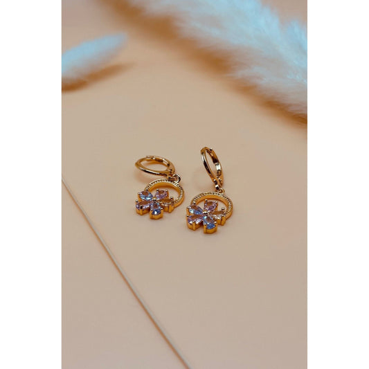 closeup of Crystal Earring light pink earrings