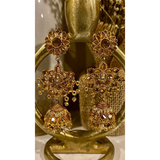 • Clothing: Embroidered/Printed suit for women - Made of best quality fabric - lawn or linen or chiffon - pure silk - Available at Najma Designs & Co. • Jewelry: Gold - plated stud earrings for