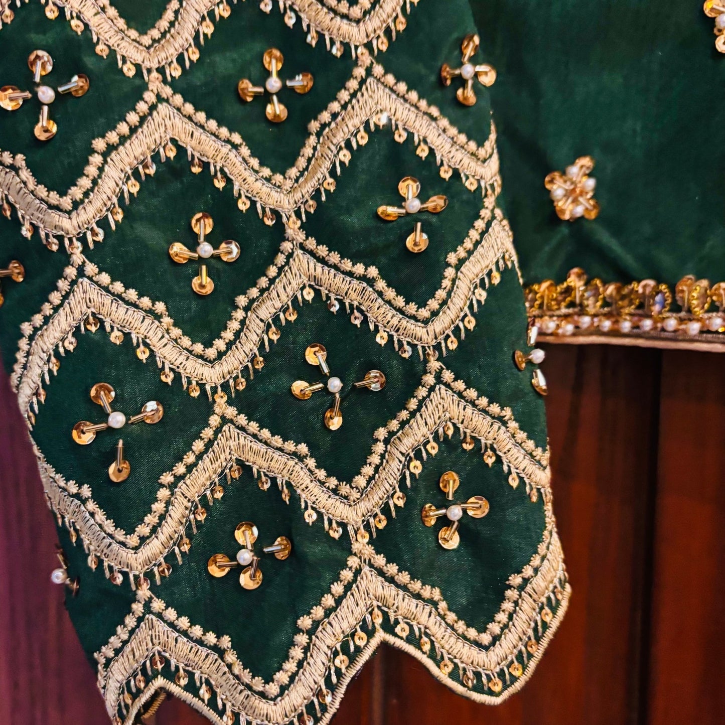 • Clothing: Embroidered/Printed suit for women - Made of best quality fabric - lawn or linen or chiffon - pure silk - Available at Najma Designs & Co. • Jewelry: Gold - plated stud earrings for