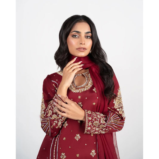 • Clothing: Embroidered/Printed suit for women - Made of best quality fabric - lawn or linen or chiffon - pure silk - Available at Najma Designs & Co. • Jewelry: Gold - plated stud earrings for