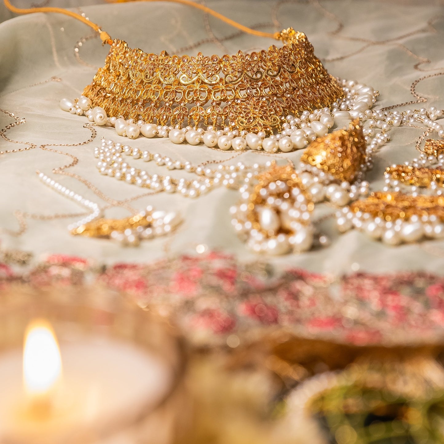• Clothing: Embroidered/Printed suit for women - Made of best quality fabric - lawn or linen or chiffon - pure silk - Available at Najma Designs & Co. • Jewelry: Gold - plated stud earrings for