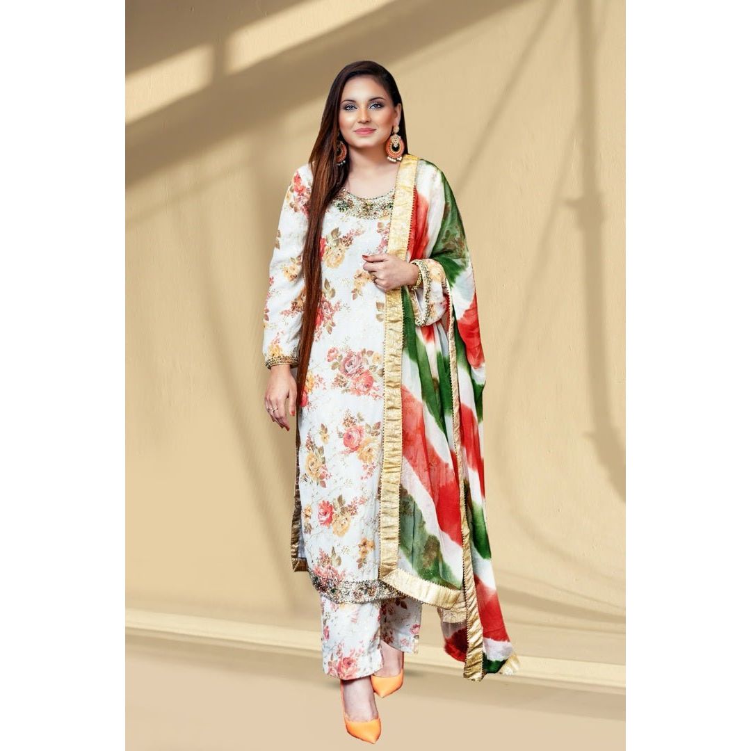 Naqshi work on Embroidery Chiffon - NajmaDesigns & Co.