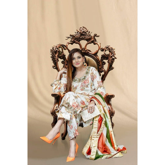 Naqshi work on Embroidery Chiffon - NajmaDesigns & Co.