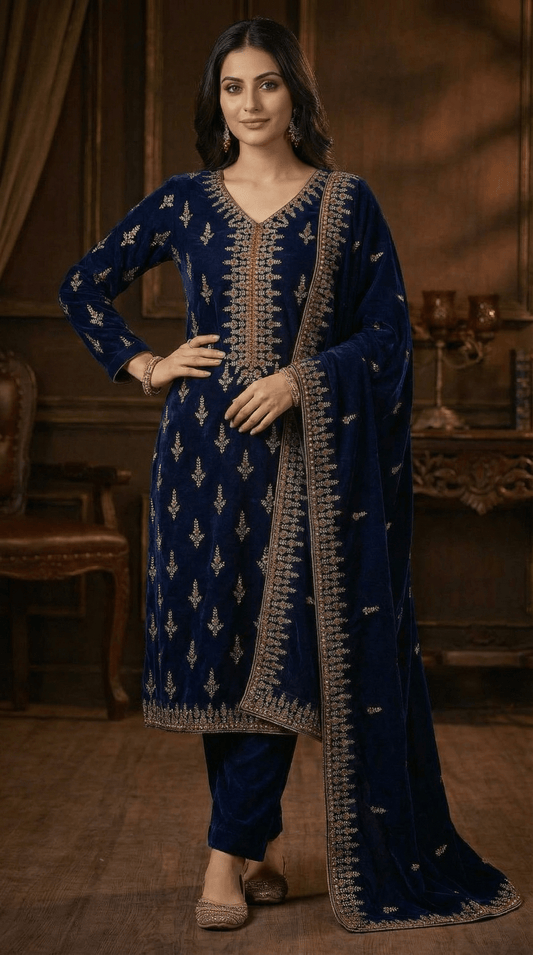 • Clothing: Embroidered/Printed suit for women - Made of best quality fabric - lawn or linen or chiffon - pure silk - Available at Najma Designs & Co. • Jewelry: Gold - plated stud earrings for