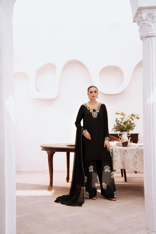 • Clothing: Embroidered/Printed suit for women - Made of best quality fabric - lawn or linen or chiffon - pure silk - Available at Najma Designs & Co. • Jewelry: Gold - plated stud earrings for