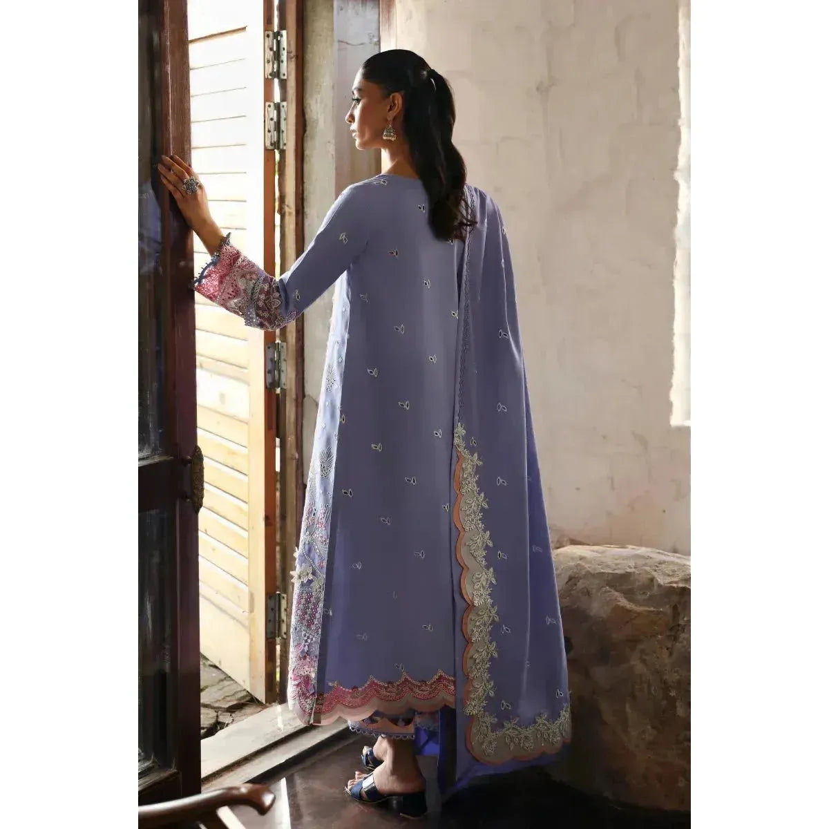 Qalamkar Purple/Pink Embroidered - NajmaDesigns & Co.