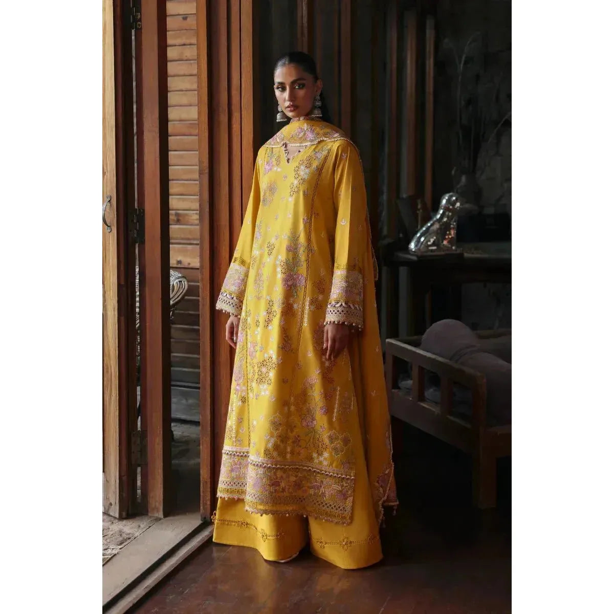 Qalamkar Yellow Embroidered - NajmaDesigns & Co.