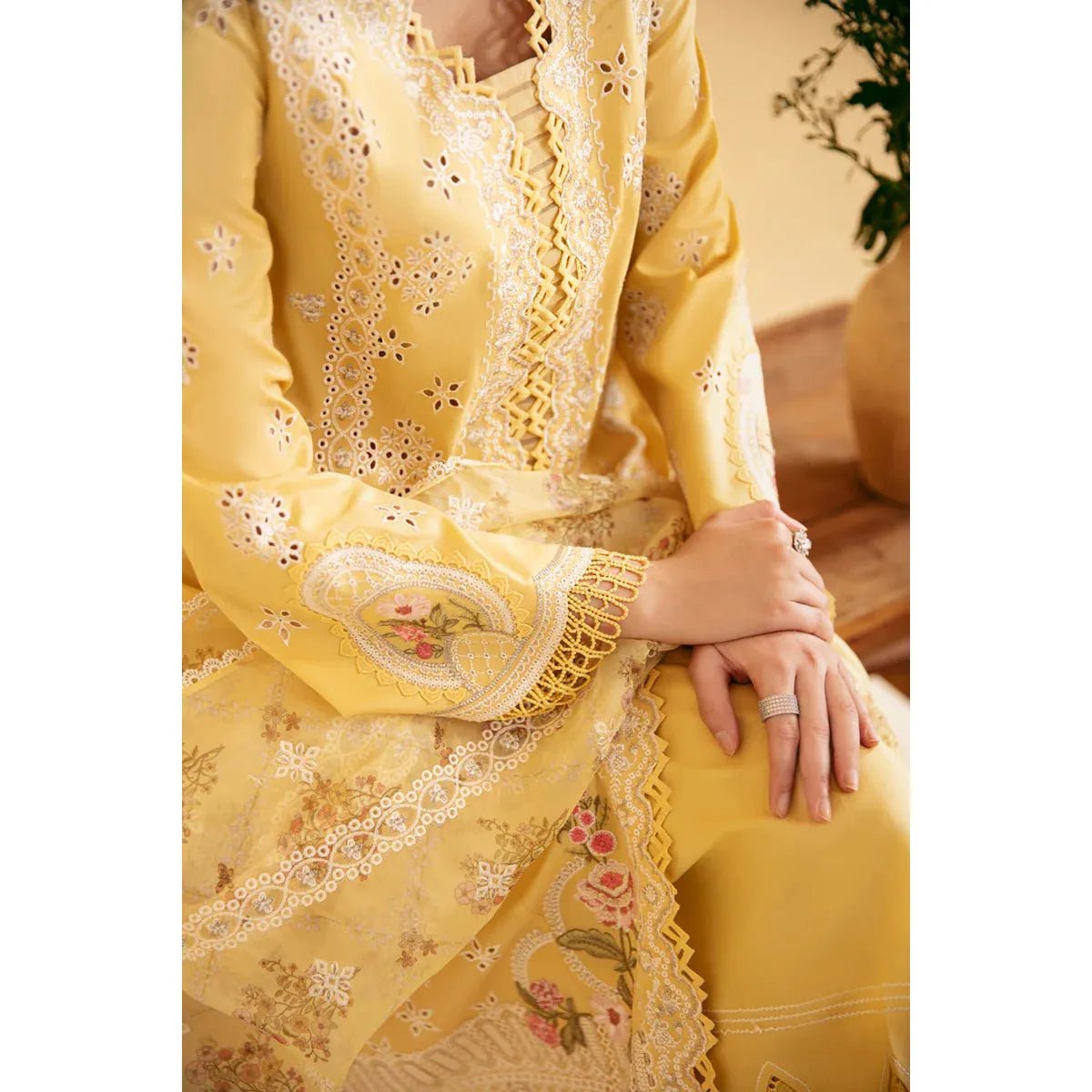 • Clothing: Embroidered/Printed suit for women - Made of best quality fabric - lawn or linen or chiffon - pure silk - Available at Najma Designs & Co. • Jewelry: Gold - plated stud earrings for