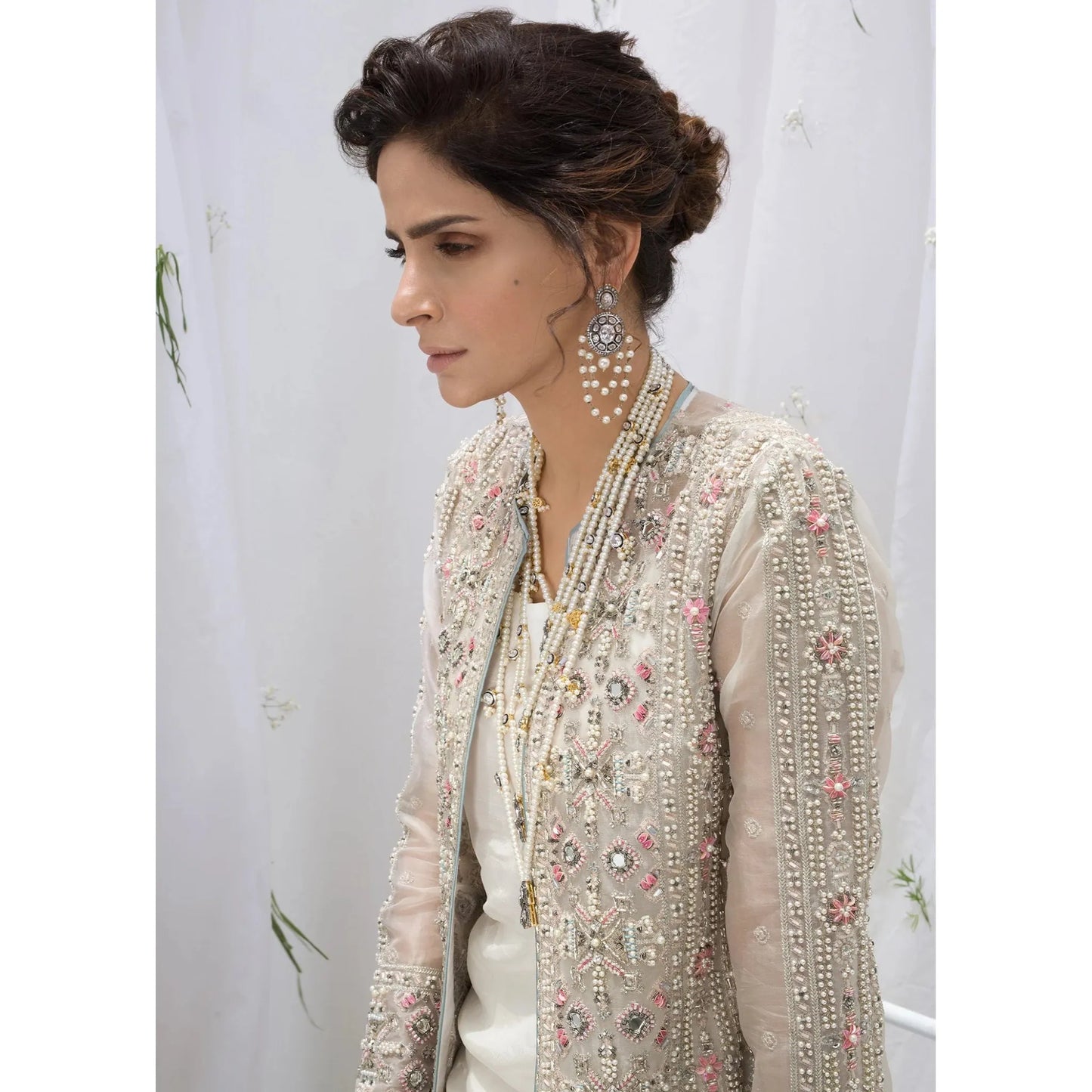 • Clothing: Embroidered/Printed suit for women - Made of best quality fabric - lawn or linen or chiffon - pure silk - Available at Najma Designs & Co. • Jewelry: Gold - plated stud earrings for