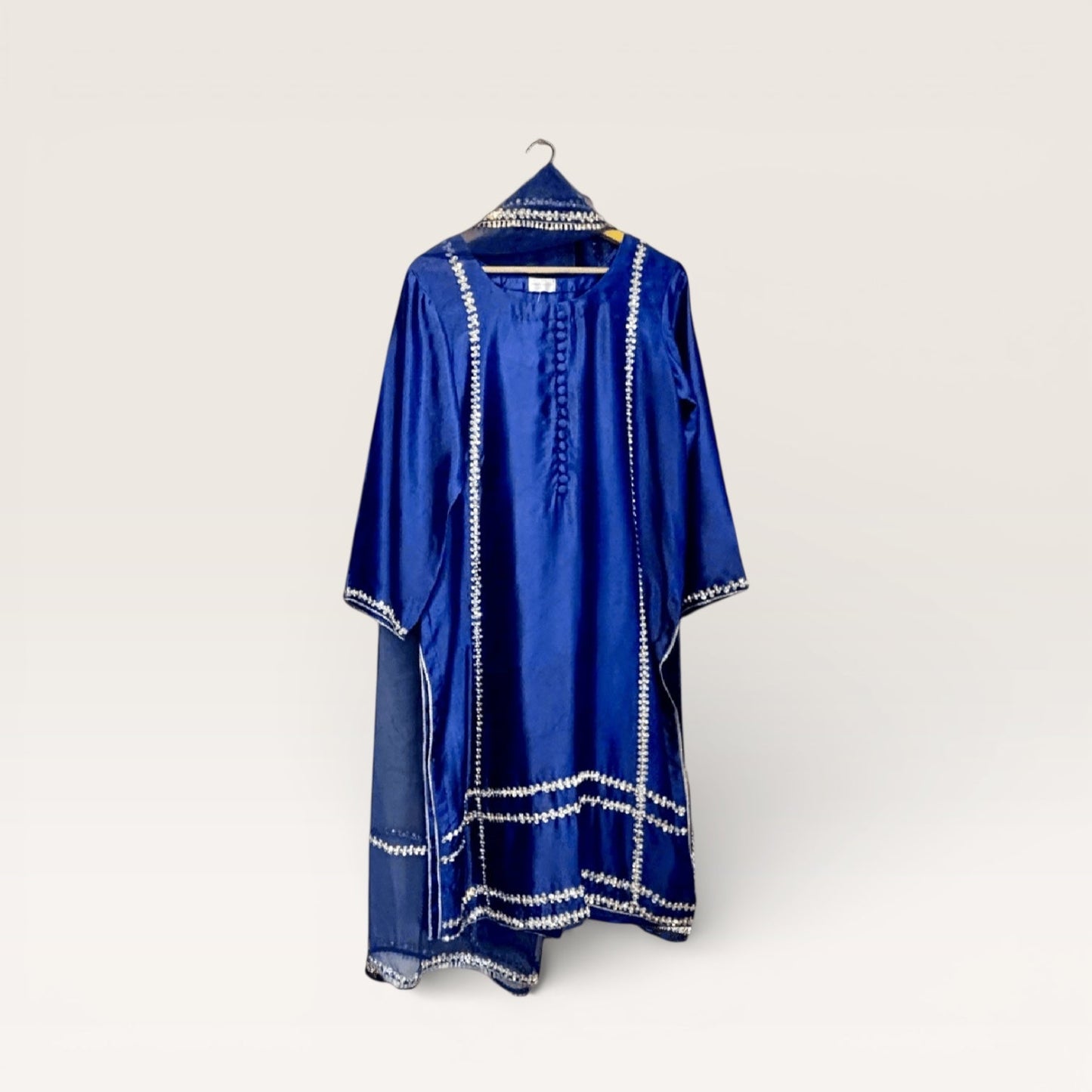 • Clothing: Embroidered/Printed suit for women - Made of best quality fabric - lawn or linen or chiffon - pure silk - Available at Najma Designs & Co. • Jewelry: Gold - plated stud earrings for