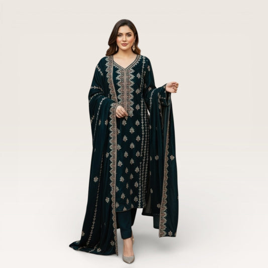 • Clothing: Embroidered/Printed suit for women - Made of best quality fabric - lawn or linen or chiffon - pure silk - Available at Najma Designs & Co. • Jewelry: Gold - plated stud earrings for