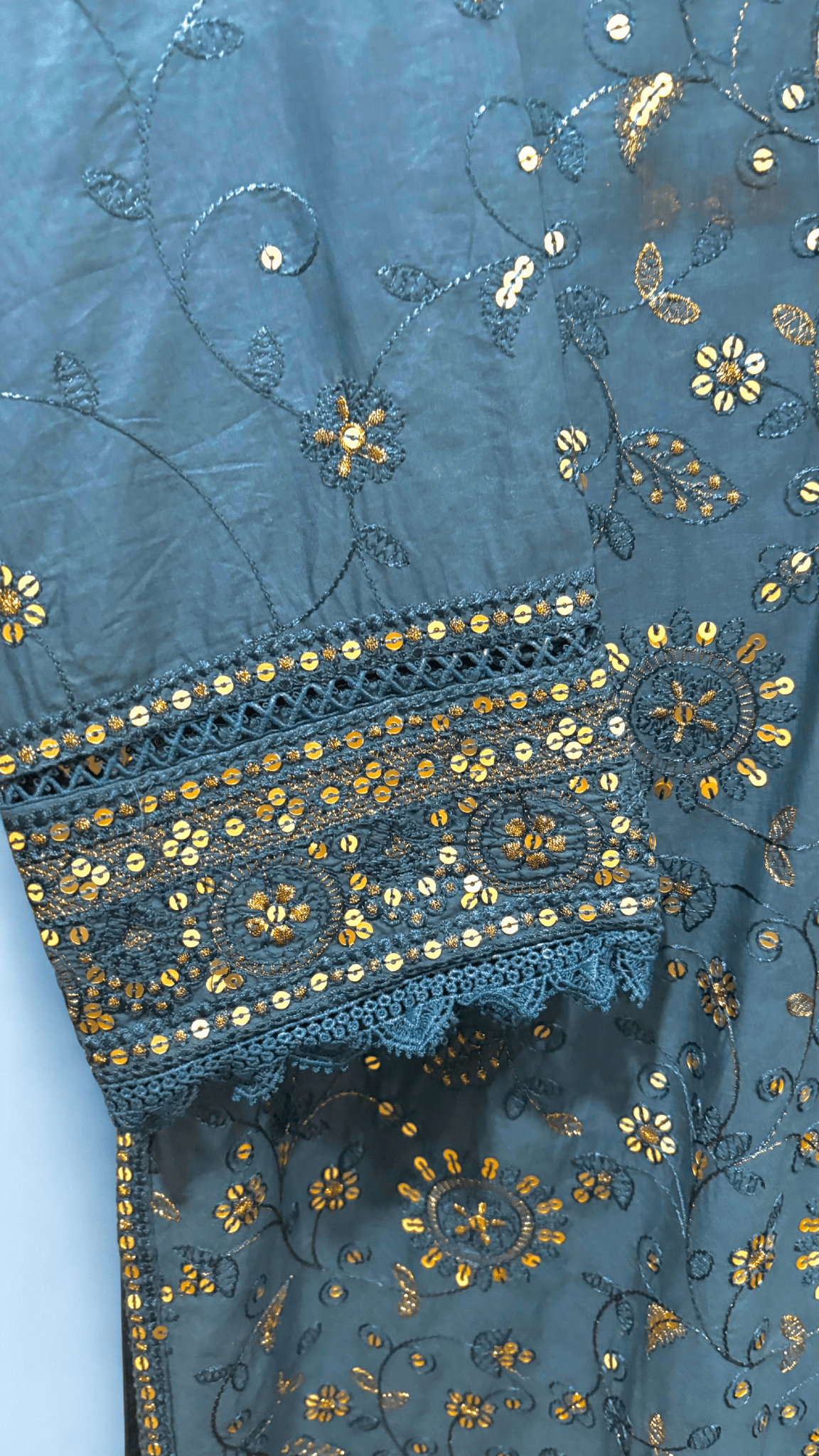 • Clothing: Embroidered/Printed suit for women - Made of best quality fabric - lawn or linen or chiffon - pure silk - Available at Najma Designs & Co. • Jewelry: Gold - plated stud earrings for