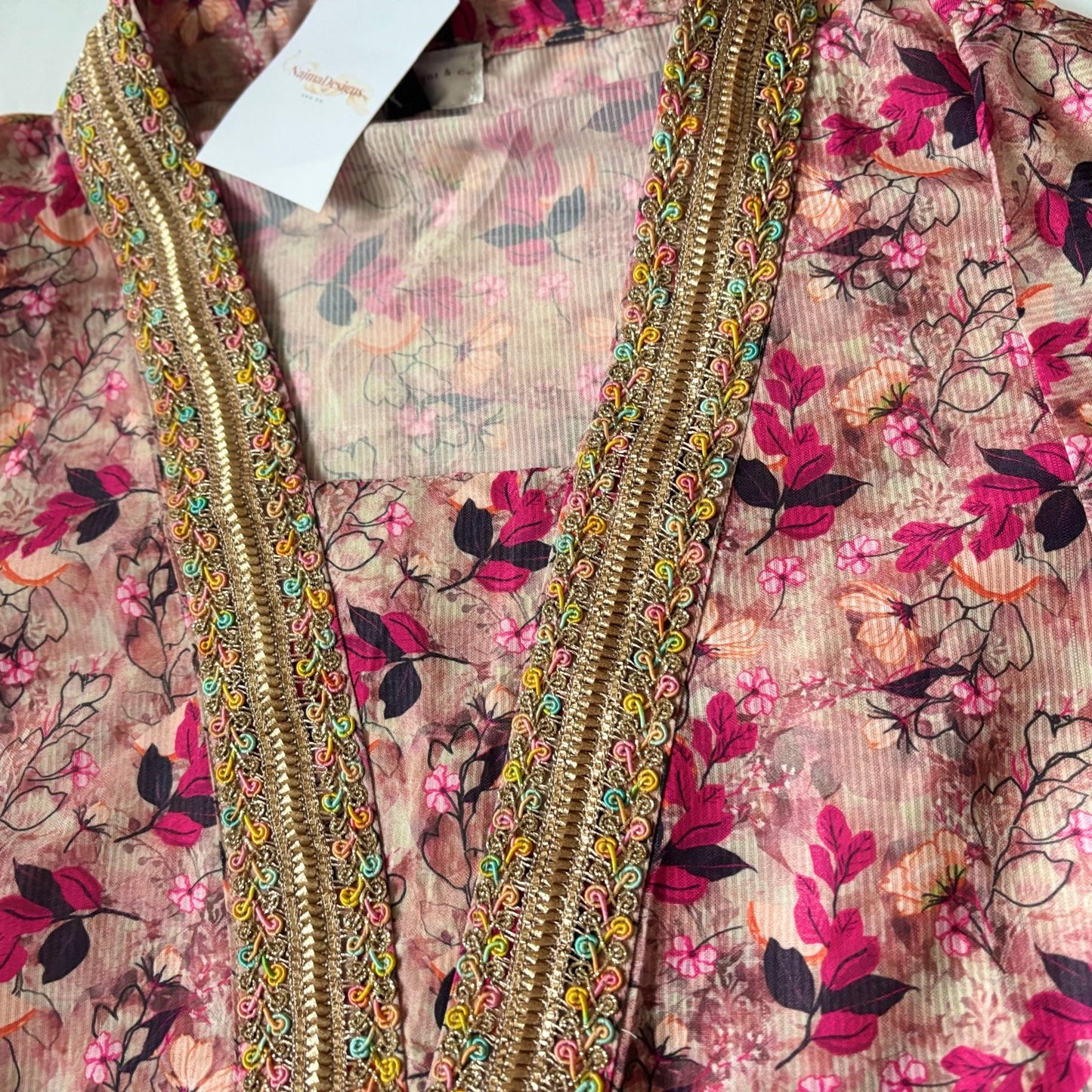 • Clothing: Embroidered/Printed suit for women - Made of best quality fabric - lawn or linen or chiffon - pure silk - Available at Najma Designs & Co. • Jewelry: Gold - plated stud earrings for