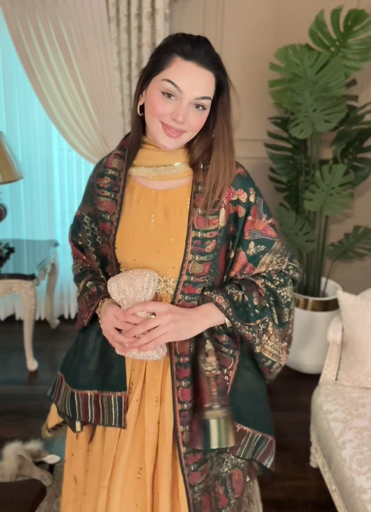 • Clothing: Embroidered/Printed suit for women - Made of best quality fabric - lawn or linen or chiffon - pure silk - Available at Najma Designs & Co. • Jewelry: Gold - plated stud earrings for