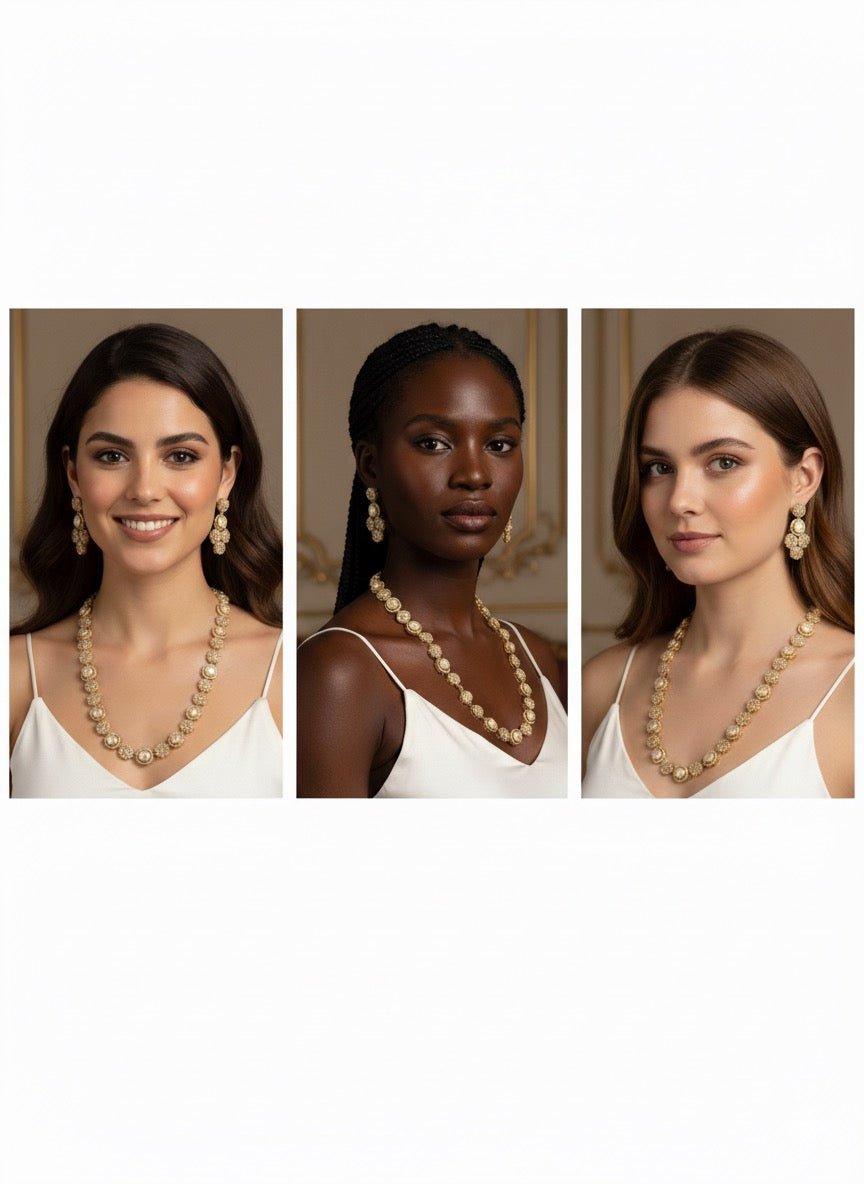 • Clothing: Embroidered/Printed suit for women - Made of best quality fabric - lawn or linen or chiffon - pure silk - Available at Najma Designs & Co. • Jewelry: Gold - plated stud earrings for