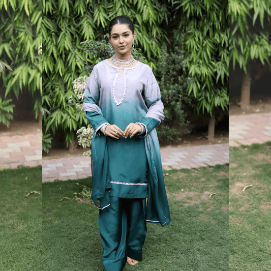 • Clothing: Embroidered/Printed suit for women - Made of best quality fabric - lawn or linen or chiffon - pure silk - Available at Najma Designs & Co. • Jewelry: Gold - plated stud earrings for