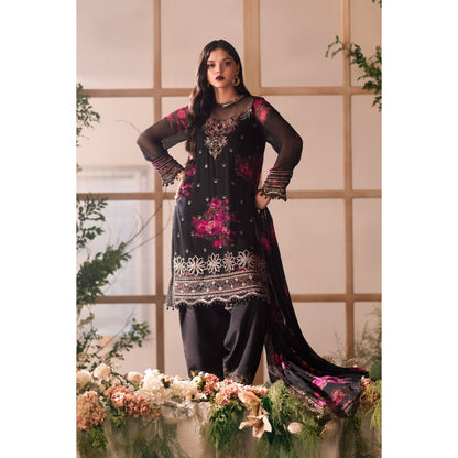 Charizma - 3-PC Stitched Embroidered Chiffon - Black & pink