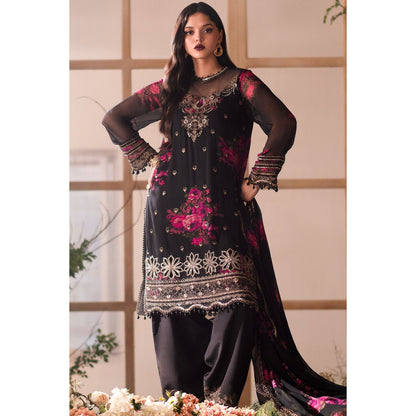 Charizma - 3-PC Stitched Embroidered Chiffon - Black & pink