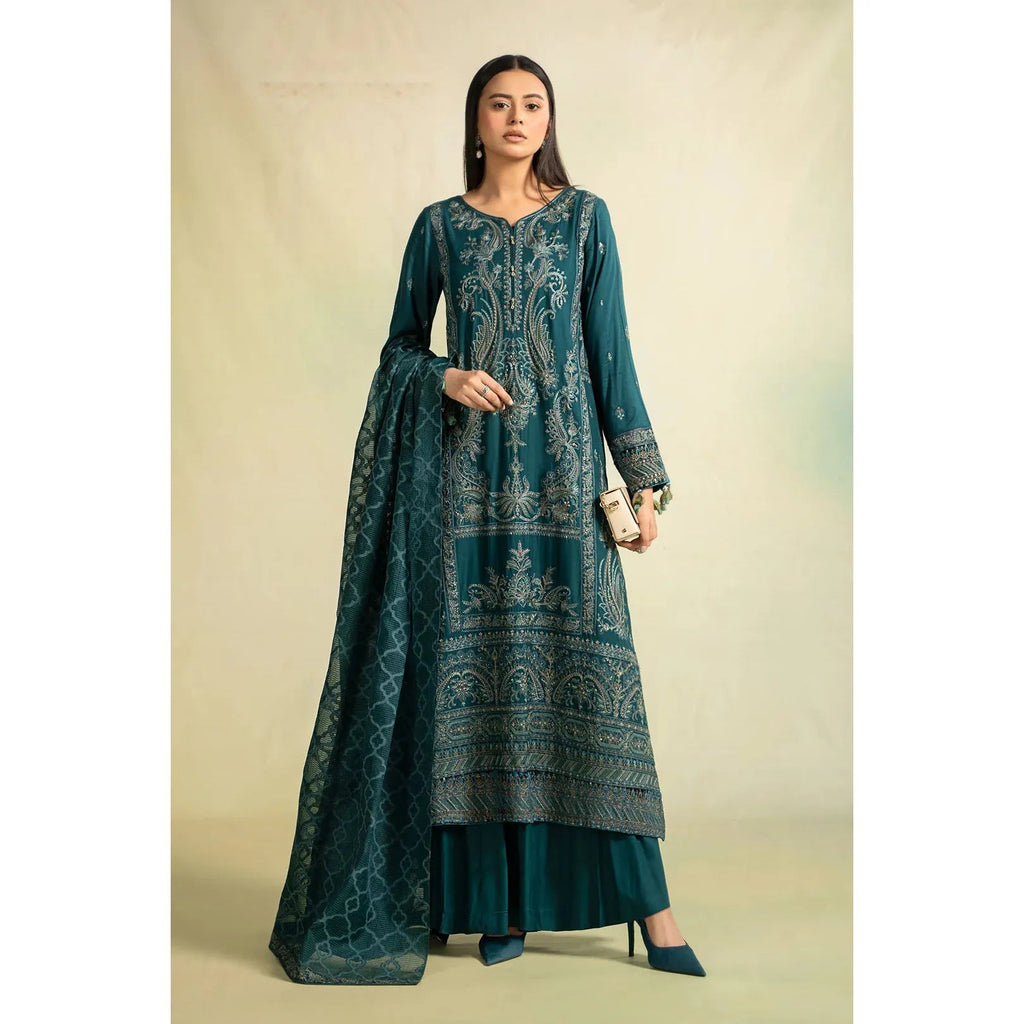 • Clothing: Embroidered/Printed suit for women - Made of best quality fabric - lawn or linen or chiffon - pure silk - Available at Najma Designs & Co. • Jewelry: Gold - plated stud earrings for