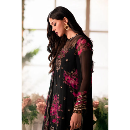 Charizma - 3-PC Stitched Embroidered Chiffon - Black & pink