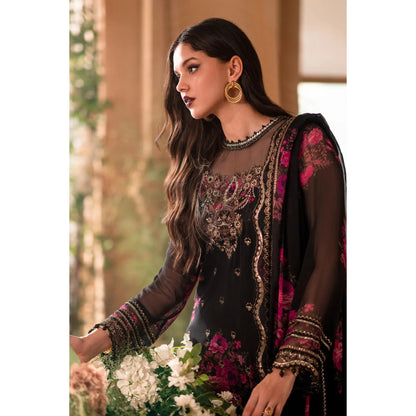 Charizma - 3-PC Stitched Embroidered Chiffon - Black & pink