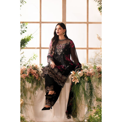 Charizma - 3-PC Stitched Embroidered Chiffon - Black & pink