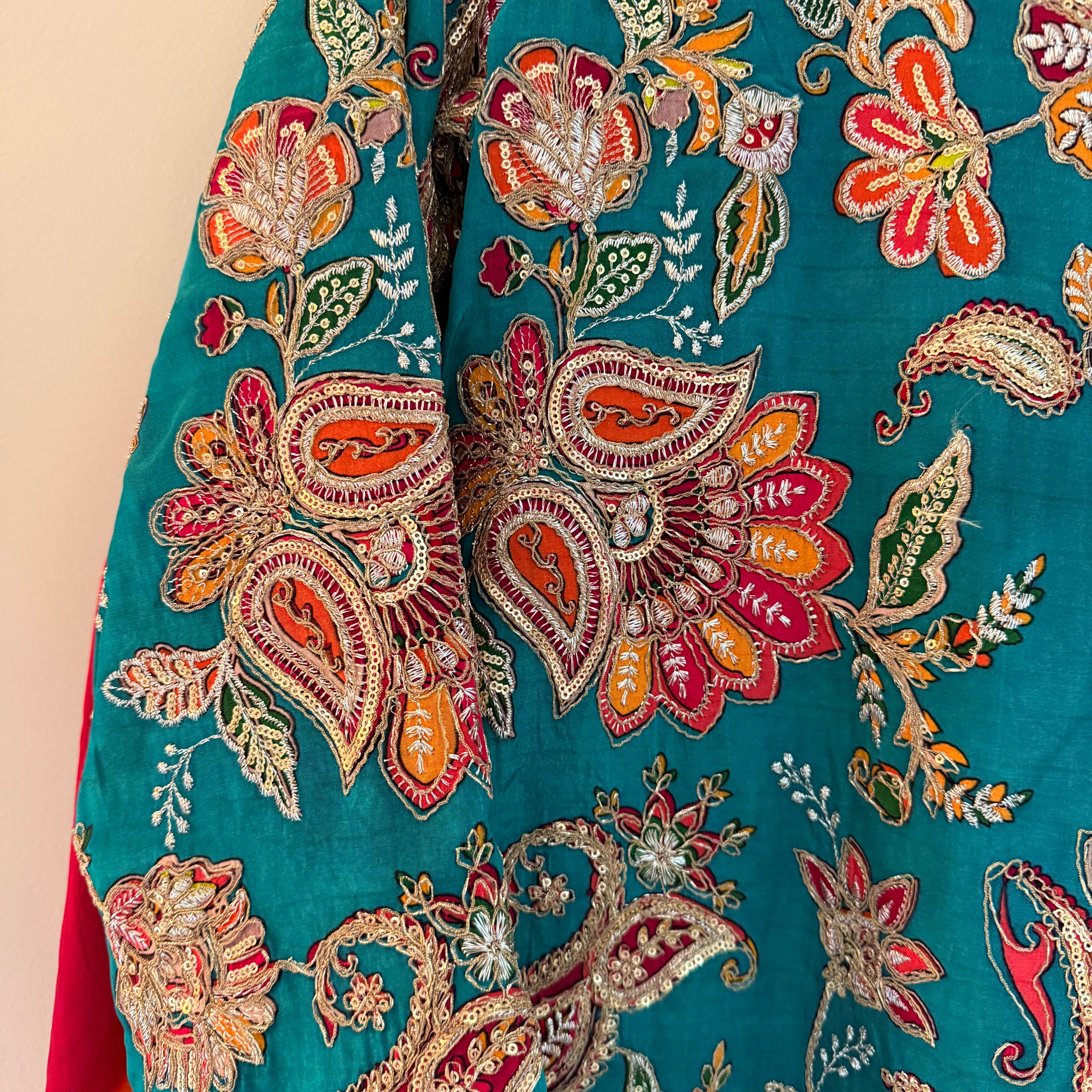 Meher Sea Green Silk Suit