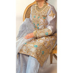 Ice Blue- Hand Embroidery - NajmaDesigns & Co.