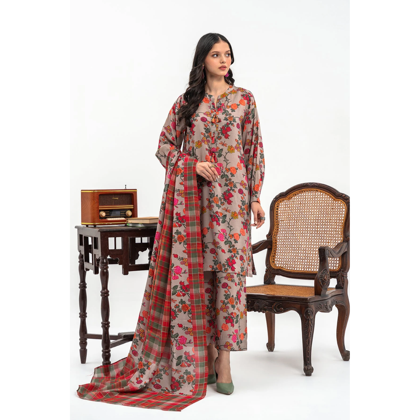 Charizma-3-PC PRINTED STAPLE SHIRT WITH STAPLE DUPATTA AND TROUSER