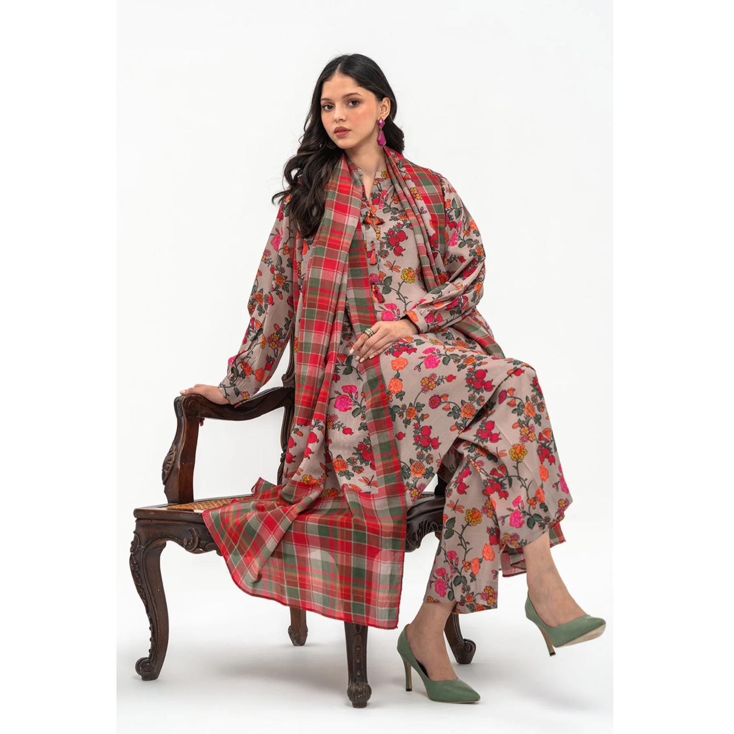 Charizma-3-PC PRINTED STAPLE SHIRT WITH STAPLE DUPATTA AND TROUSER