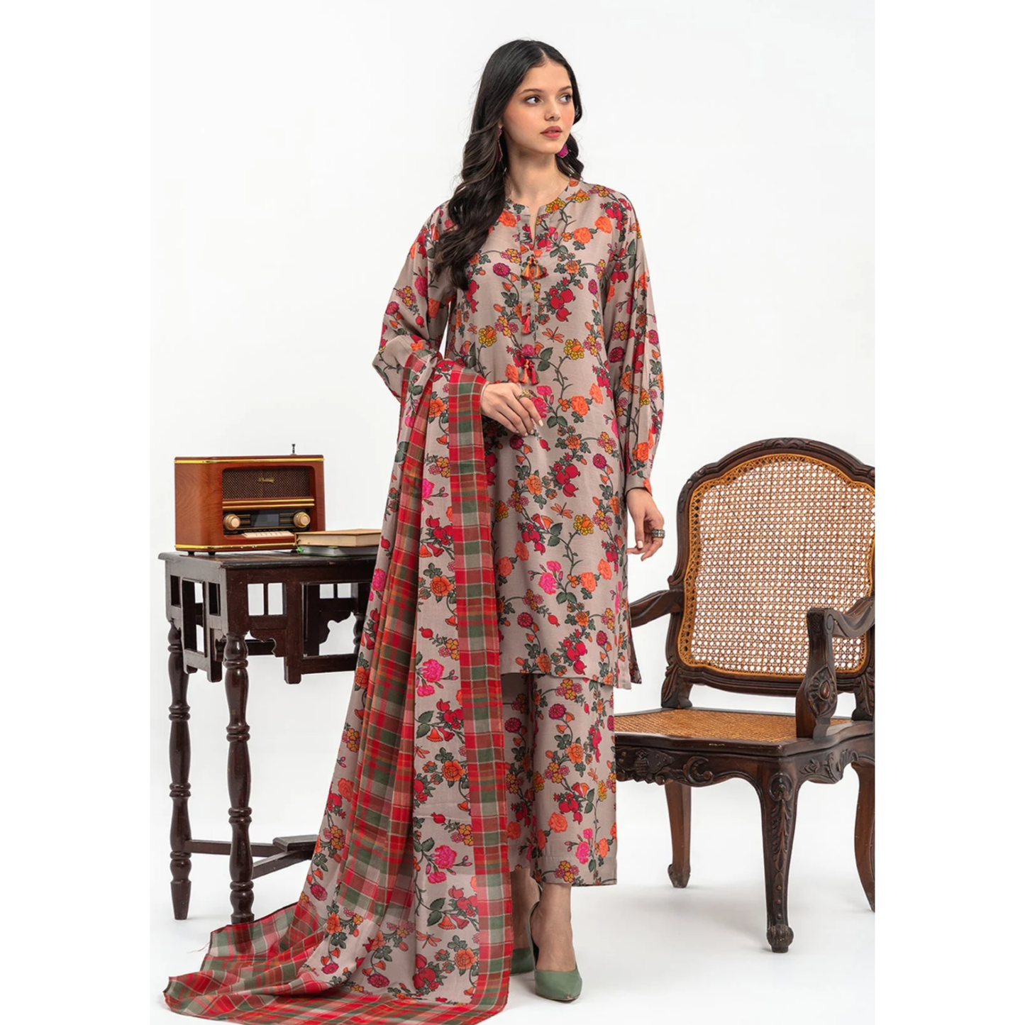 Charizma-3-PC PRINTED STAPLE SHIRT WITH STAPLE DUPATTA AND TROUSER