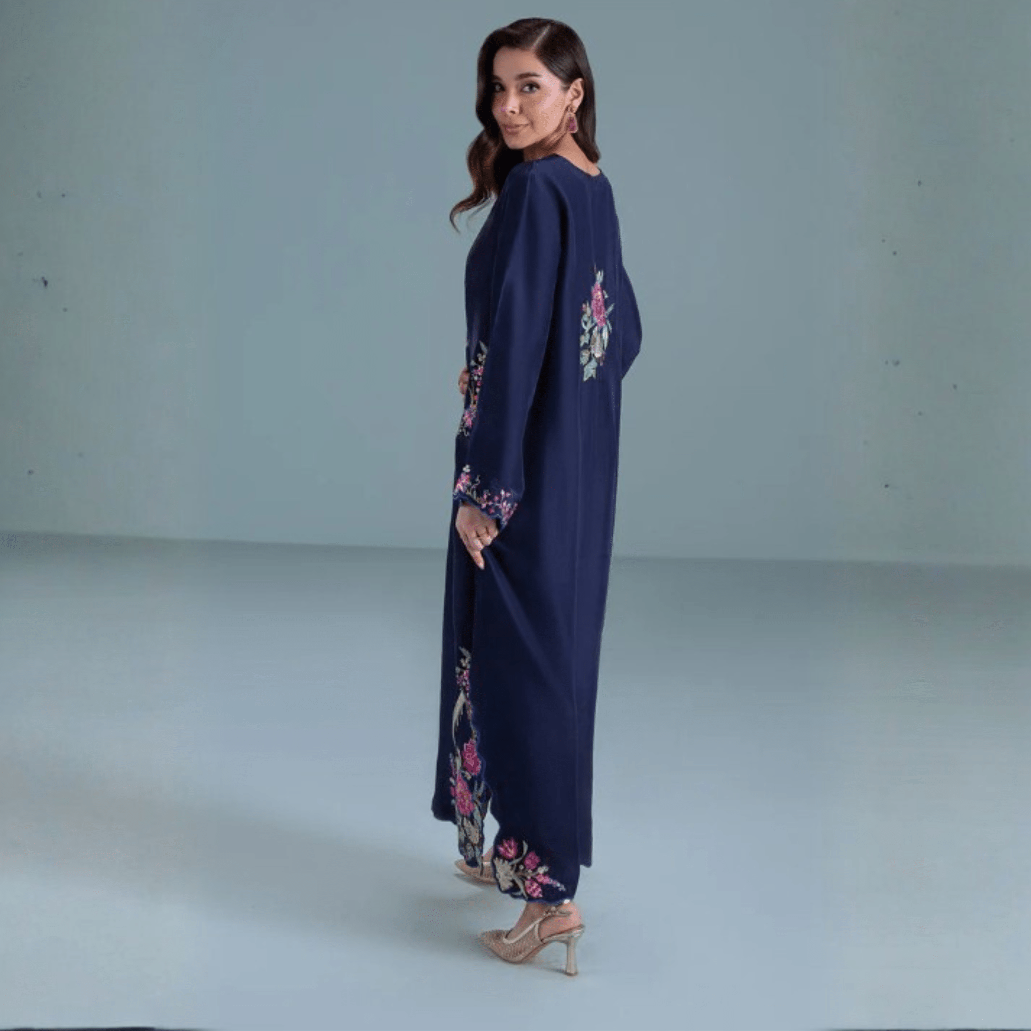 • Clothing: Embroidered/Printed suit for women - Made of best quality fabric - lawn or linen or chiffon - pure silk - Available at Najma Designs & Co. • Jewelry: Gold - plated stud earrings for