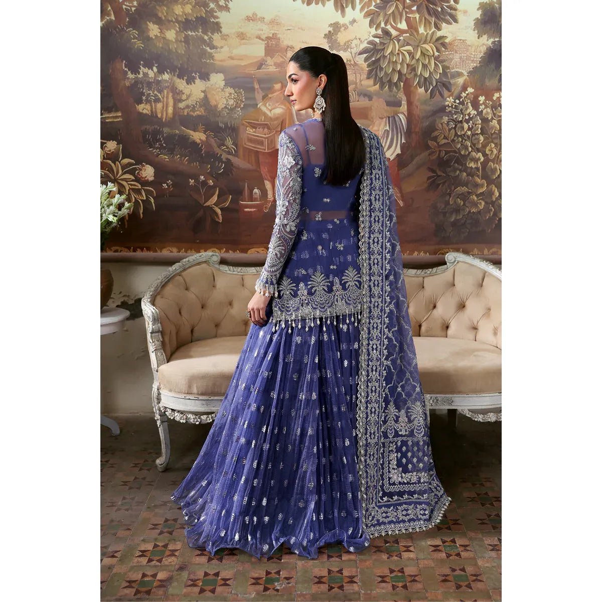 afrozeh blue dress Blue Long Embroidered Suit - Afrozeh Luxury Starlet Collection '23