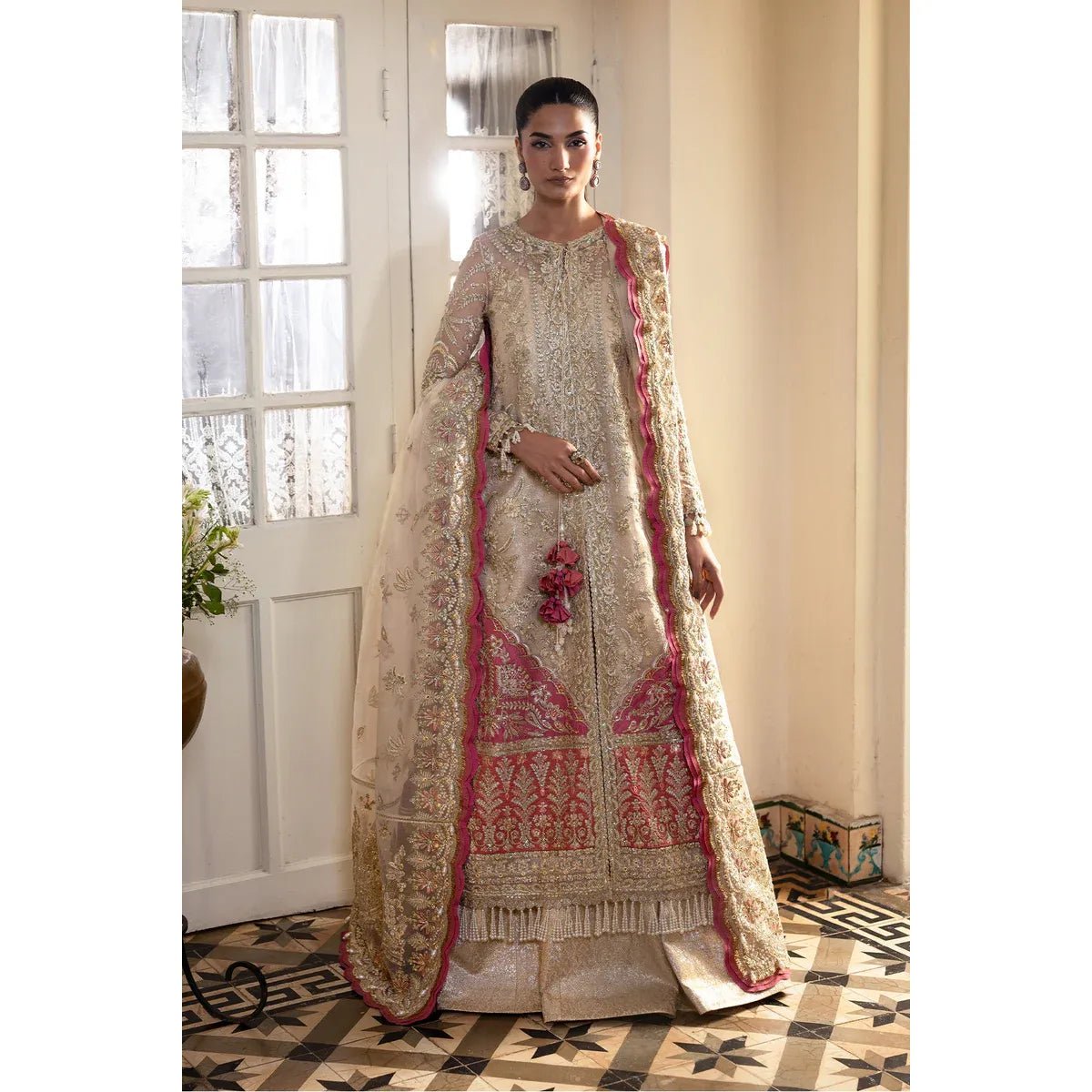• Clothing: Embroidered/Printed suit for women - Made of best quality fabric - lawn or linen or chiffon - pure silk - Available at Najma Designs & Co. • Jewelry: Gold - plated stud earrings for