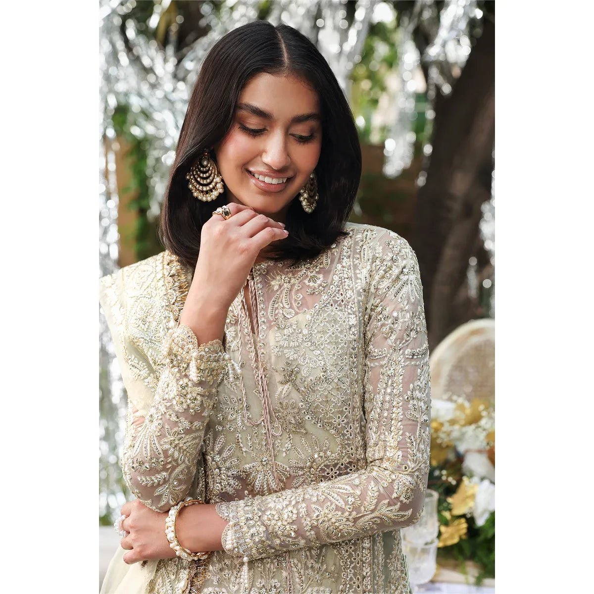 • Clothing: Embroidered/Printed suit for women - Made of best quality fabric - lawn or linen or chiffon - pure silk - Available at Najma Designs & Co. • Jewelry: Gold - plated stud earrings for