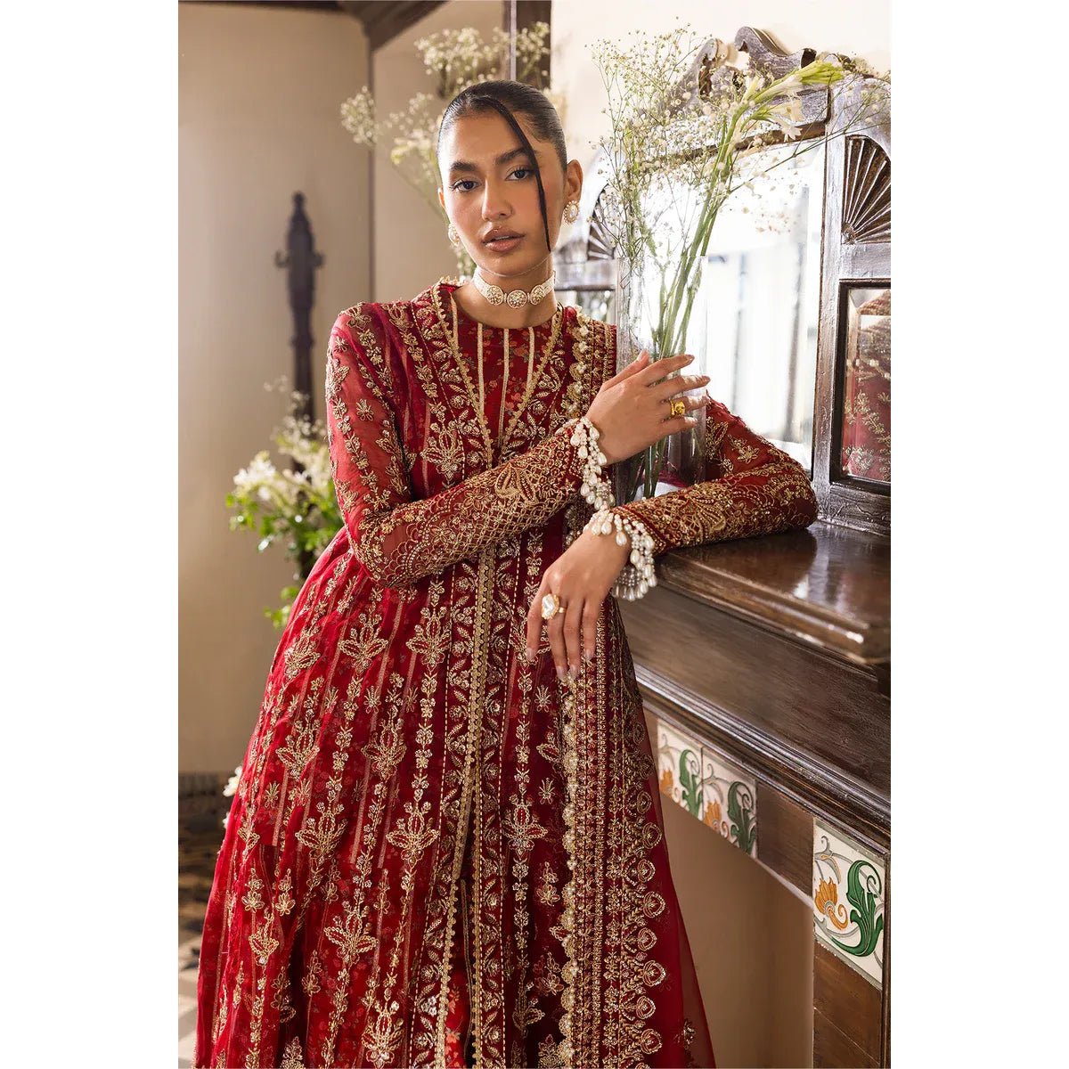 • Clothing: Embroidered/Printed suit for women - Made of best quality fabric - lawn or linen or chiffon - pure silk - Available at Najma Designs & Co. • Jewelry: Gold - plated stud earrings for