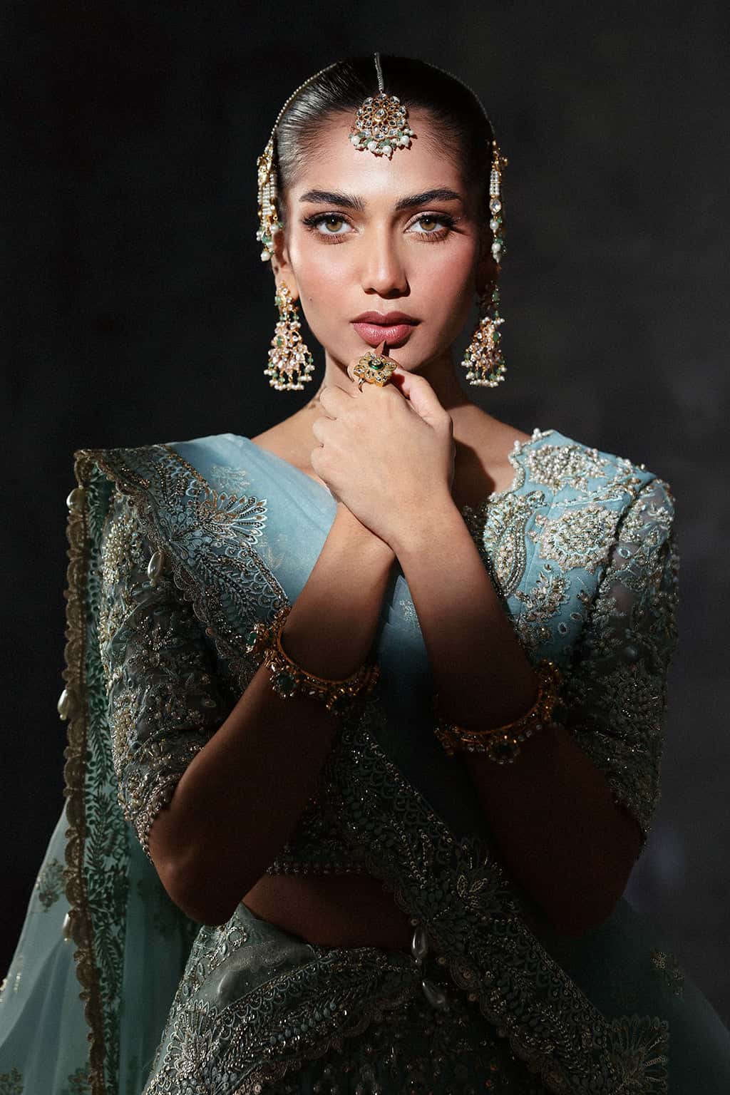 • Clothing: Embroidered/Printed suit for women - Made of best quality fabric - lawn or linen or chiffon - pure silk - Available at Najma Designs & Co. • Jewelry: Gold - plated stud earrings for