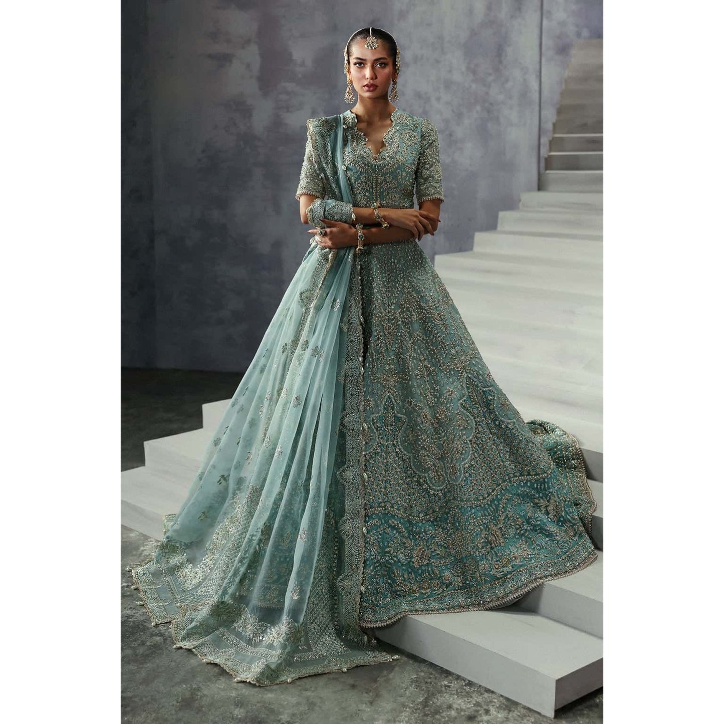 • Clothing: Embroidered/Printed suit for women - Made of best quality fabric - lawn or linen or chiffon - pure silk - Available at Najma Designs & Co. • Jewelry: Gold - plated stud earrings for