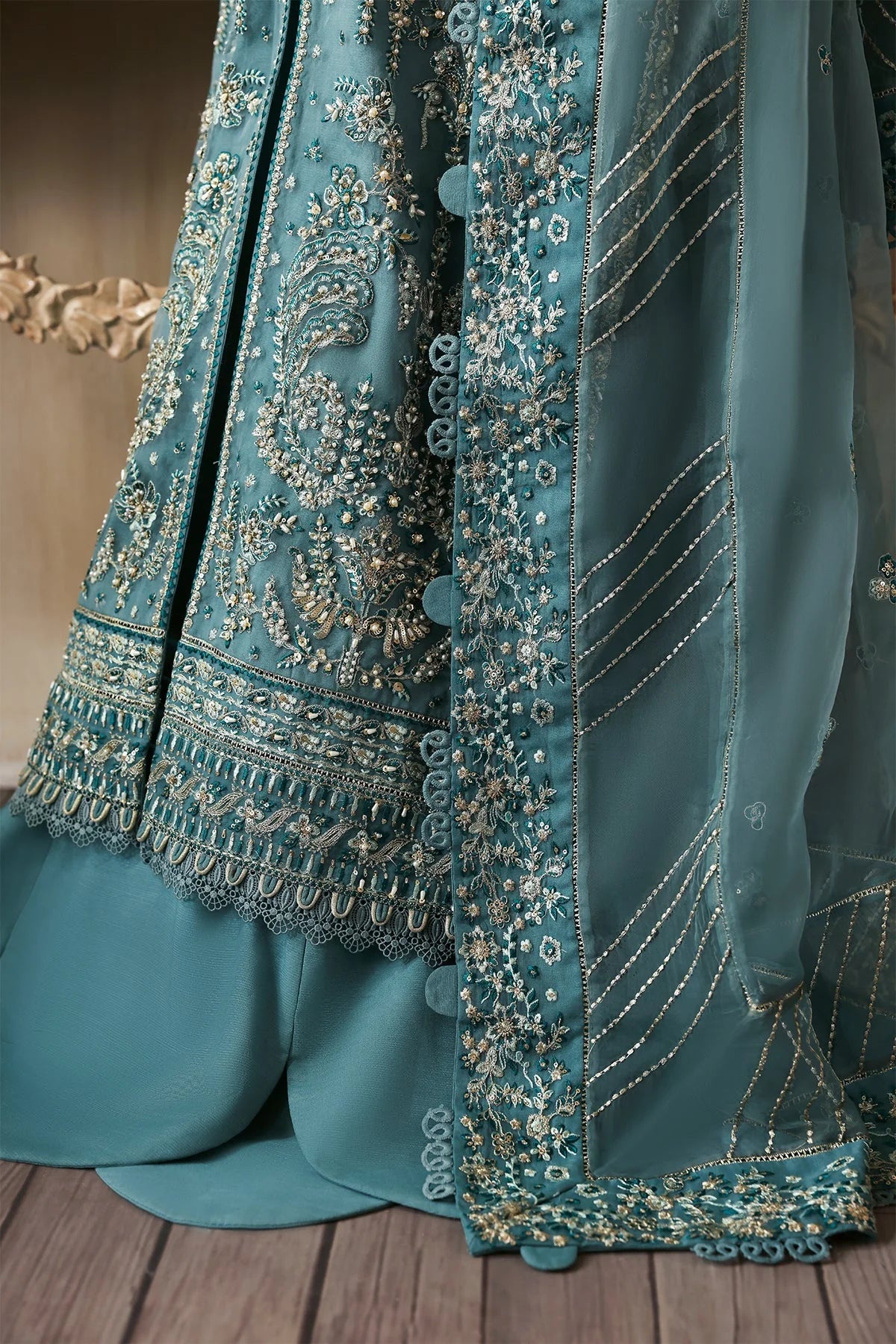 • Clothing: Embroidered/Printed suit for women - Made of best quality fabric - lawn or linen or chiffon - pure silk - Available at Najma Designs & Co. • Jewelry: Gold - plated stud earrings for